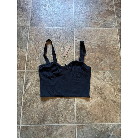 Skims Cotton Rib Picot Cropped Cami Soot Size Medium - Picture 8 of 12